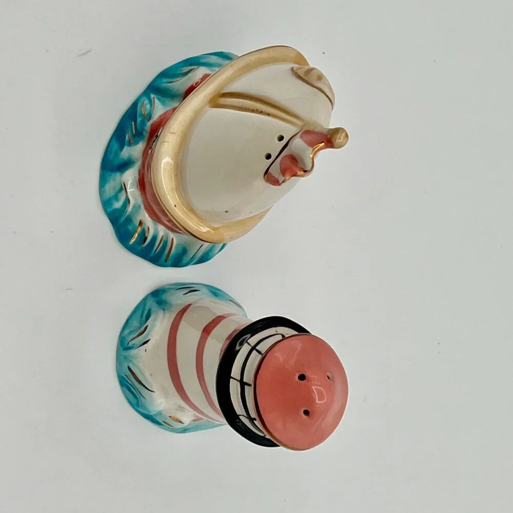 Salt and Pepper‎ Shaker Blue Sky Clayworks Heather Goldminc Lighthouse Sailboat